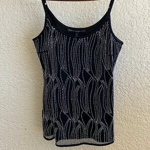 White House Black Market Black and White Beaded top, Size S, adjustable straps